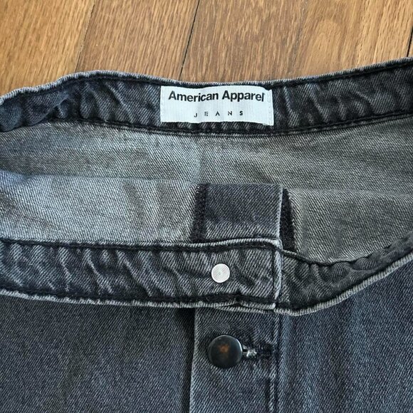 vintage of American apparel button up washed grey black denim mini skirt - Picture 2 of 5